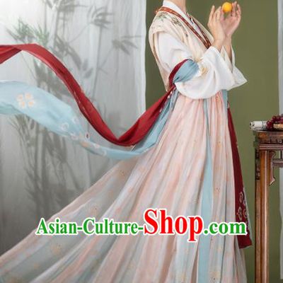 China Ancient Young Lady Garment Costumes Traditional Hanfu Dress Tang Dynasty Palace Beauty Historical Clothing