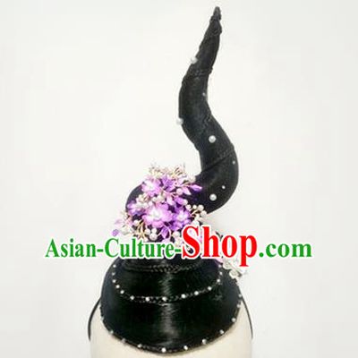 Chinese Traditional Jasmine Flower Dance Wigs Chignon Classical Dance Hair Accessories Beauty Dance Headdress Stage Performance Hairpieces