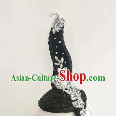 Chinese Woman Solo Dance Headdress Ballet Dance Hairpieces Traditional Palace Fan Dance Wigs Chignon Classical Dance Hair Accessories