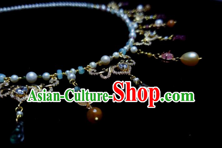 China Tang Dynasty Queen Necklet Handmade Pearls Jewelry Ancient Empress Necklace Accessories China Tang Dynasty Queen Necklet Handmade Pearls Jewelry Ancient Empress Necklace Accessories