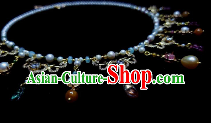 China Tang Dynasty Queen Necklet Handmade Pearls Jewelry Ancient Empress Necklace Accessories China Tang Dynasty Queen Necklet Handmade Pearls Jewelry Ancient Empress Necklace Accessories