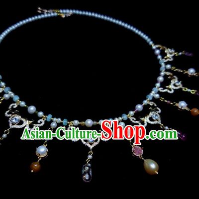 China Tang Dynasty Queen Necklet Handmade Pearls Jewelry Ancient Empress Necklace Accessories