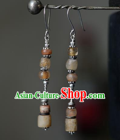 Handmade Chinese Crystal Ear Accessories National Silver Earrings Traditional Eardrop Cheongsam Ear Jewelry