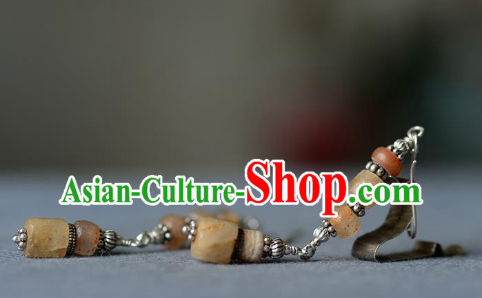 Handmade Chinese Crystal Ear Accessories National Silver Earrings Traditional Eardrop Cheongsam Ear Jewelry