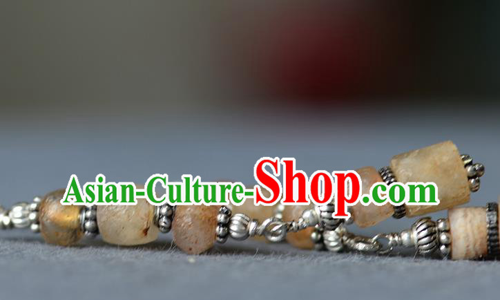 Handmade Chinese Crystal Ear Accessories National Silver Earrings Traditional Eardrop Cheongsam Ear Jewelry