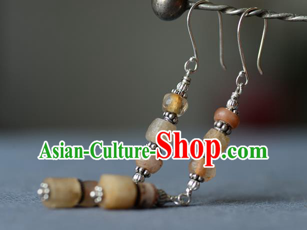 Handmade Chinese Crystal Ear Accessories National Silver Earrings Traditional Eardrop Cheongsam Ear Jewelry