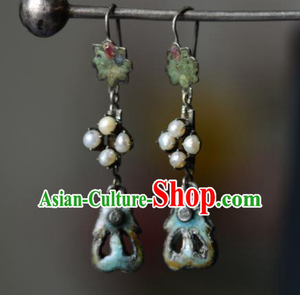 Handmade Chinese Cheongsam Ear Jewelry Silver Ear Accessories National Earrings Traditional Pearls Eardrop Handmade Chinese Cheongsam Ear Jewelry Silver Ear Accessories National Earrings Traditional Pearls Eardrop