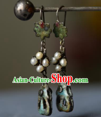 Handmade Chinese Cheongsam Ear Jewelry Silver Ear Accessories National Earrings Traditional Pearls Eardrop Handmade Chinese Cheongsam Ear Jewelry Silver Ear Accessories National Earrings Traditional Pearls Eardrop