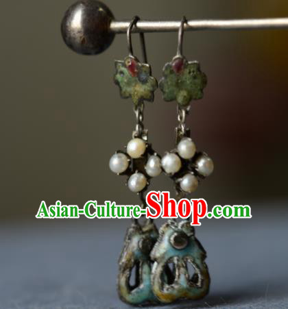 Handmade Chinese Cheongsam Ear Jewelry Silver Ear Accessories National Earrings Traditional Pearls Eardrop Handmade Chinese Cheongsam Ear Jewelry Silver Ear Accessories National Earrings Traditional Pearls Eardrop
