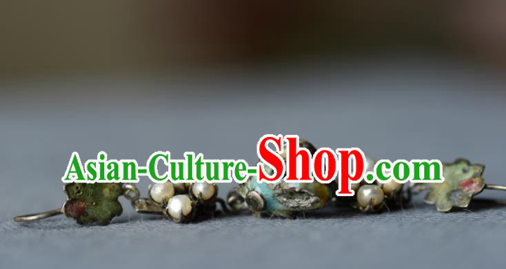 Handmade Chinese Cheongsam Ear Jewelry Silver Ear Accessories National Earrings Traditional Pearls Eardrop Handmade Chinese Cheongsam Ear Jewelry Silver Ear Accessories National Earrings Traditional Pearls Eardrop