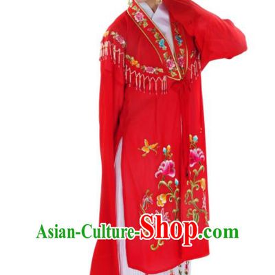 Chinese Traditional Beijing Opera Hua Tan Clothing Shaoxing Opera Actress Red Water Sleeve Dress Ancient Nobility Lady Garment Costume