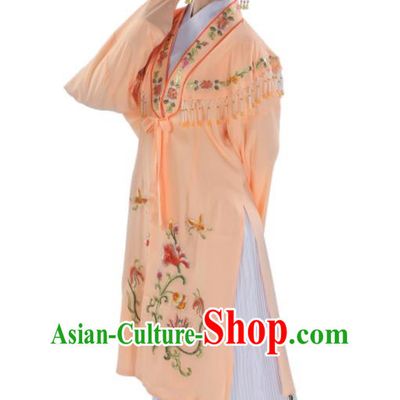 Chinese Beijing Opera Hua Tan Orange Water Sleeve Dress Ancient Young Mistress Garment Costume Traditional Shaoxing Opera Diva Clothing