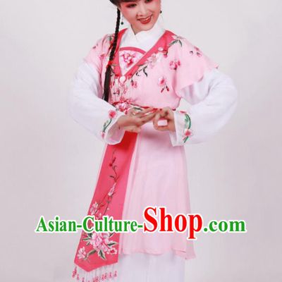 Chinese Ancient Maid Lady Garment Costumes Traditional Huangmei Opera Servant Girl Clothing Beijing Opera Xiaodan Pink Dress Outfits