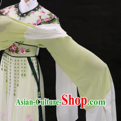 Chinese Beijing Opera Actress Light Green Dress Outfits Ancient Patrician Lady Garment Costumes Traditional Shaoxing Opera Lin Daiyu Clothing