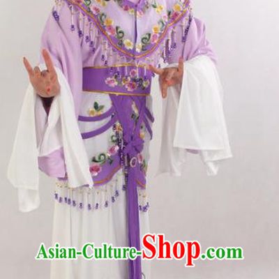 Chinese Traditional Shaoxing Opera A Dream in Red Mansions Clothing Beijing Opera Hua Tan Garment Costumes Ancient Fairy Purple Dress Outfits