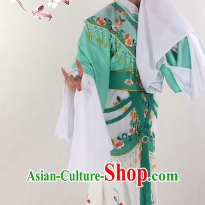 Chinese Ancient Fairy Green Dress Outfits Traditional Shaoxing Opera A Dream in Red Mansions Clothing Beijing Opera Hua Tan Garment Costumes