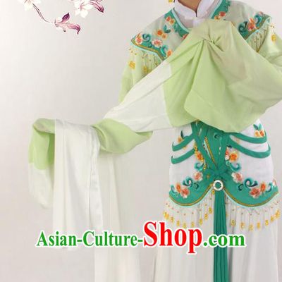 Chinese Traditional Shaoxing Opera Actress Clothing Beijing Opera Diva Garment Costumes A Dream in Red Mansions Ancient Princess Light Green Dress Outfits