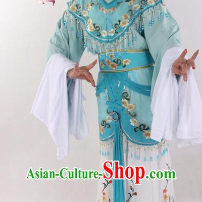 Chinese Beijing Opera Actress Garment Costumes A Dream in Red Mansions Ancient Princess Blue Dress Outfits Traditional Shaoxing Opera Diva Clothing