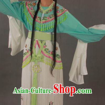 Chinese Ancient Fairy Princess Green Dress Outfits Traditional Shaoxing Opera Actress Clothing Beijing Opera Hua Tan Garment Costumes