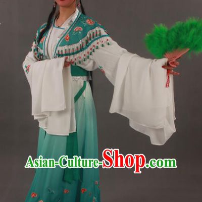 Chinese Traditional Shaoxing Opera Diva Clothing Beijing Opera Hua Tan Garment Costumes Ancient Fairy Green Dress Outfits
