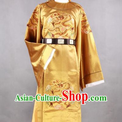 China Ancient King Garment Costumes Traditional Monarch Embroidered Clothing Ming Dynasty Emperor Yellow Imperial Robe Uniforms and Hat