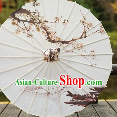 Chinese Ink Painting Plum Blossom Umbrella Classical Dance Umbrellas Handmade Silk Umbrella Traditional Hanfu Prop