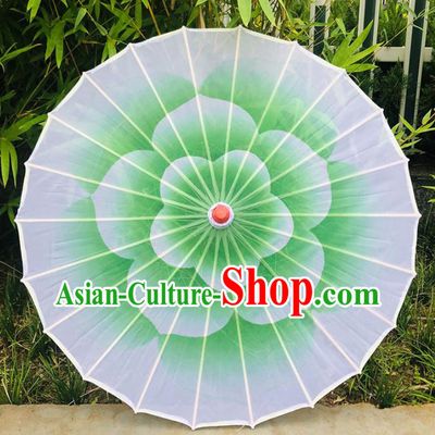 Chinese Classical Dance Umbrella Opening Dance Umbrella Green Jasmine Flower Umbrellas Stage Performance Umbrella Traditional Silk Bumbershoot