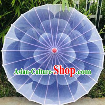 Chinese Blue Jasmine Flower Umbrellas Stage Performance Umbrella Traditional Silk Bumbershoot Classical Dance Umbrella Opening Dance Umbrella