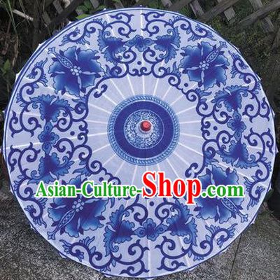 Chinese Classical Wedding Umbrella Traditional Dance Performance Umbrella Handmade Navy Silk Umbrellas Women Group Dance Umbrella