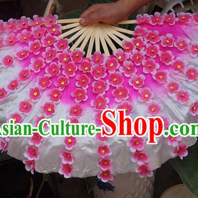 Chinese Folk Dance Folding Fan Yangko Dance Double Sides Fan Women Group Dance Prop Fan Spring Festival Gala Peach Blossom Dance Silk Fans