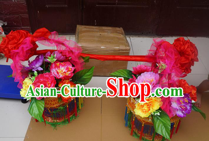 Chinese New Year Performance Props Folk Dance Accessories Yangko Dance Flowers Basket Chinese New Year Performance Props Folk Dance Accessories Yangko Dance Flowers Basket