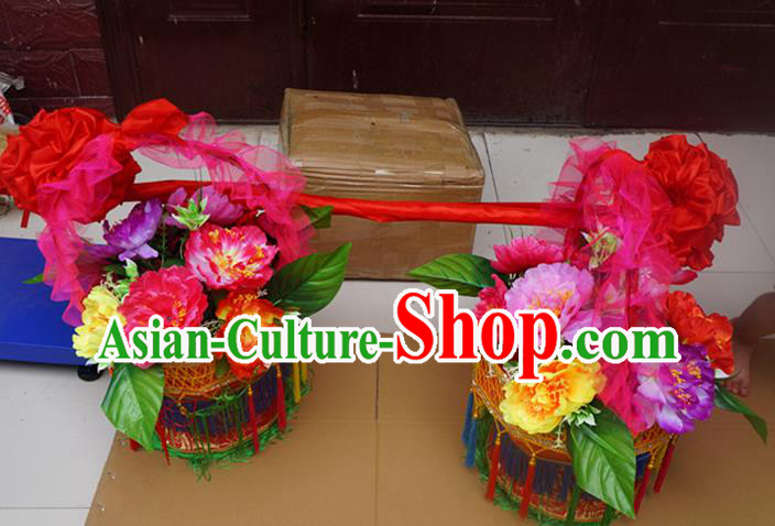 Chinese New Year Performance Props Folk Dance Accessories Yangko Dance Flowers Basket Chinese New Year Performance Props Folk Dance Accessories Yangko Dance Flowers Basket