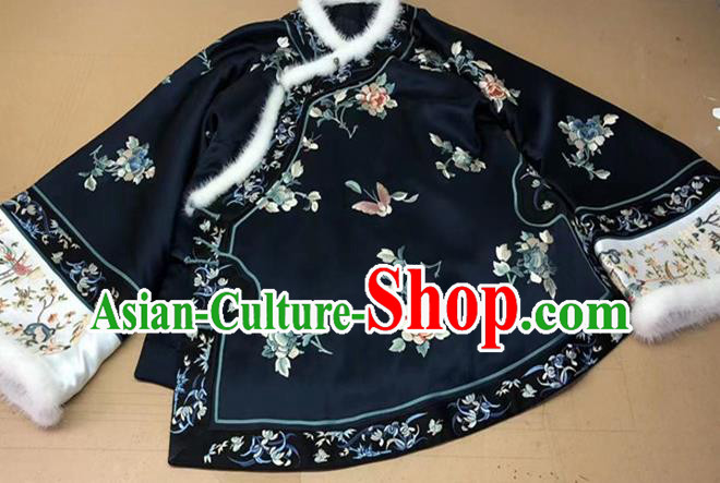 Chinese Classical Butterfly Pattern Fabric Traditional Qipao Dress Black Satin Tang Suit Silk Drapery Chinese Classical Butterfly Pattern Fabric Traditional Qipao Dress Black Satin Tang Suit Silk Drapery