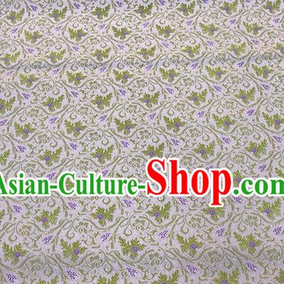 China Traditional Cheongsam Drapery Royal Grape Pattern White Brocade Material Classical Qipao Dress Damask Cloth Tang Suit Silk Fabric