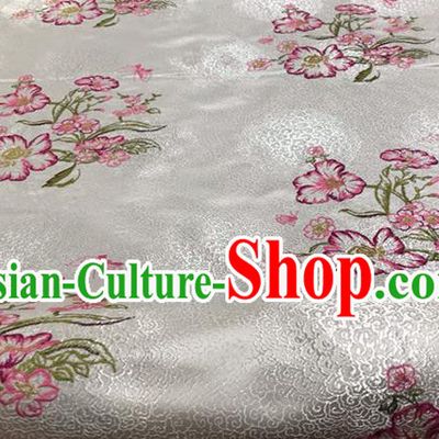 China Tang Suit Silk Fabric Traditional Cheongsam Embroidered Drapery Classical Palace White Brocade Material Qipao Dress Damask Cloth
