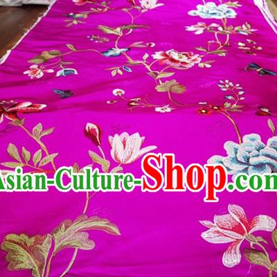 China Classical Embroidered Peony Rosy Brocade Material Qipao Dress Cloth Tang Suit Damask Fabric Traditional Cheongsam Silk Drapery