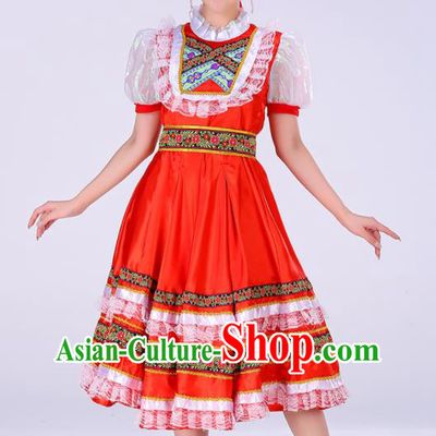 Professional Russia Modern Dance Fashion Garment Women Performance Costume Russian Court Princess Red Dress
