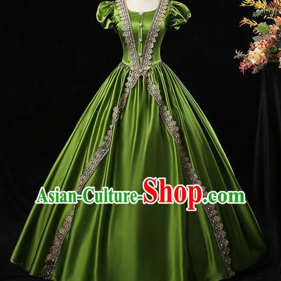 Top Chorus Performance Garment Costume French Noble Lady Formal Attire European Middle Ages Clothing Western Court Princess Green Dress