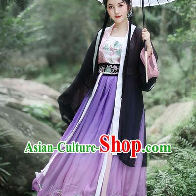 China Ancient Young Woman Garment Costumes Song Dynasty Historical Clothing Traditional Civilian Female Hanfu Dress Apparels