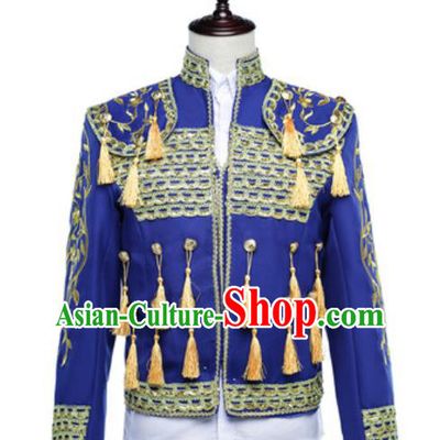 Custom European Prince Garment Costume Spanish Fighting Bull Clothing Annual Meeting Performance Suit Court Male Royalblue Jacket