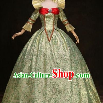Top Western Drama Performance Golden Full Dress Christmas Queen Garment Costume England Court Formal Attire European Royal Princess Clothing