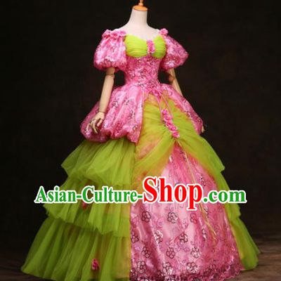 Top England Royal Princess Formal Attire European Court Clothing Western Drama Pink Full Dress Christmas Flower Fairy Garment Costume