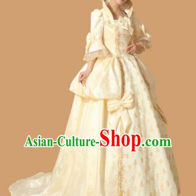 Top Christmas Ballroom Dance Garment Costume England Royal Princess Formal Attire European Court Clothing Western Drama Champagne Full Dress