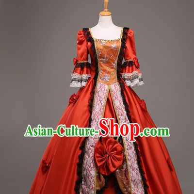 Top Western Drama Performance Red Full Dress Christmas Queen Garment Costume England Princess Formal Attire European Royal Clothing