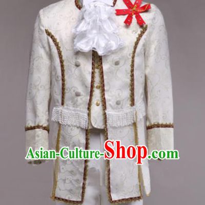 Custom European Prince Garment Costume England Court Clothing Annual Meeting Performance Suit Western Male White Jacket