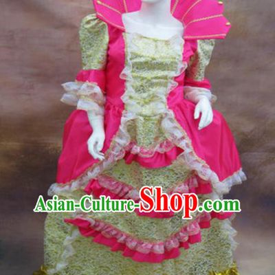 Top Christmas Princess Garment Costume England Royal Formal Attire European Drama Performance Clothing Western Queen Pink Full Dress