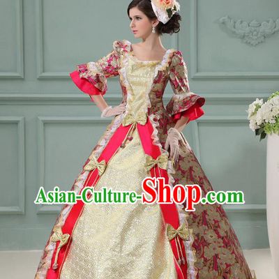 Top Western Queen Garment Costume Christmas Ballroom Dance Formal Attire European Court Clothing England Royal Rosy Full Dress