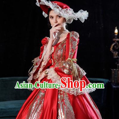 Top Ballroom Dance Formal Attire European Noble Woman Clothing England Royal Queen Red Full Dress Western Court Garment Costume