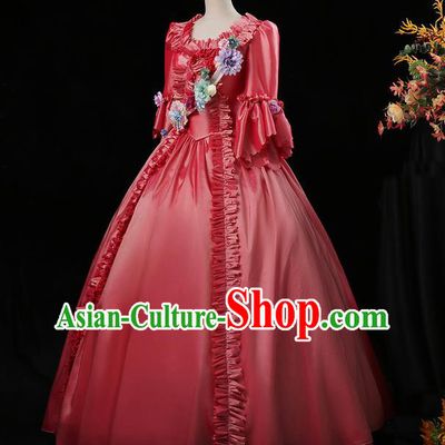 Top Ballroom Dance Formal Attire European Drama Performance Clothing England Royal Princess Pink Full Dress Western Court Garment Costume