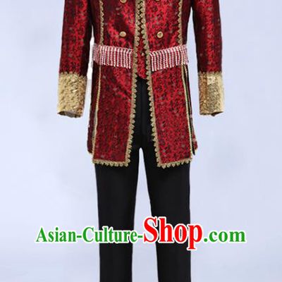 Custom Western Gentleman Wine Red Jacket European Drama Garment Costume England Royal Prince Clothing Annual Meeting Performance Suits